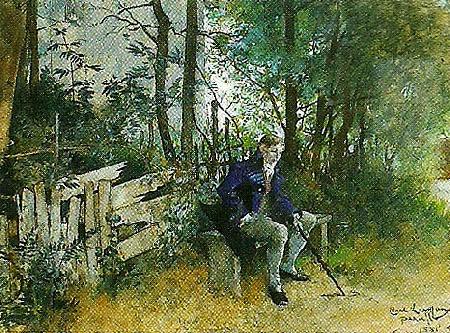 Carl Larsson ung man i park oil painting image